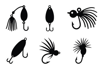 Vector illustration of fishing lure and bait icons for sport fishing design. © Nazmul