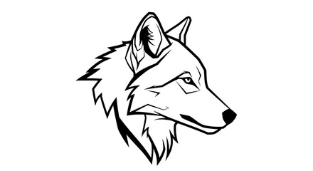 Fototapeta premium Minimalist Wolf Head Line Art Vector Portrait for Branding 