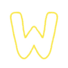 アルファベットW　 手書き文字　かわいい　素材　黄色　イラスト　素材　アイコン　クレヨン風