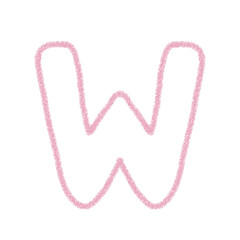 アルファベットW　 手書き文字　かわいい　素材　ピンク　イラスト　素材　アイコン　クレヨン風