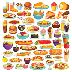 Various Food Dishes and Dishes of Different Cuisine Types