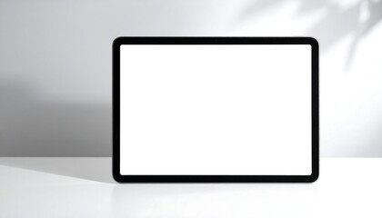 Tablet Mockup with Blank White Screen on White Table