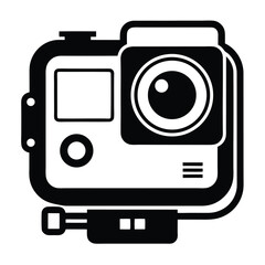 Fototapeta premium Sleek Action Camera Icon in Bold Black and White Style Modern Design
