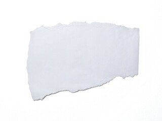 A piece of torn white paper isolated on a white background. Rough torn paper pieces for notes....