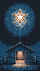 Radiant star over wooden stable night light