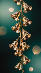 Golden bells hanging on a vine festive