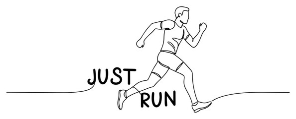 runner man just run text one line vector illustration for design and print