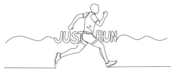 runner just run vector illustration in one line minimal style
