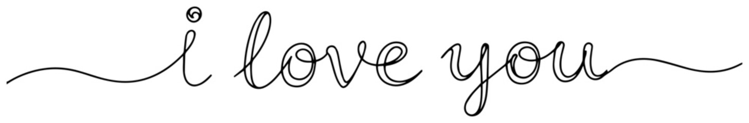 hand drawn i love you text with swirl line vector illustration