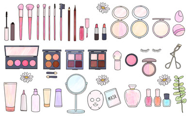 メイク道具のセットイラスト
