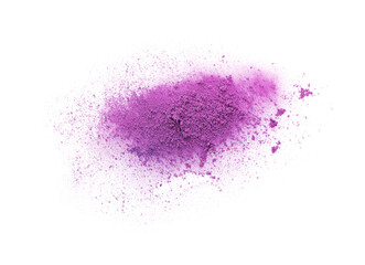Crushed eye shadow isolated on white, top view. Makeup product