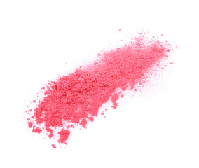 Crushed eye shadow isolated on white, top view. Makeup product