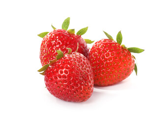 Many fresh ripe strawberries isolated on white