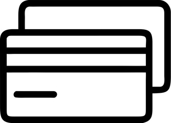 A single isolated black stroke line icon of a credit or debit card, representing payment method, clean outlined vector icon, white background.