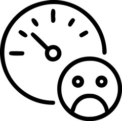 A single isolated stroke line icon of a face dial with emotional expressions from happy to sad, representing mood tracking, monoline style, white background.
