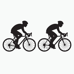 Obraz premium Pair of Road Cyclist Silhouettes - Dynamic Vector Illustration of Bicycle Riders for Sports, Fitness, and Active Lifestyle Designs