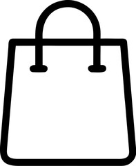 A single isolated black stroke line icon of a shopping bag with handles, representing retail shopping or groceries, minimal UI icon, white background.