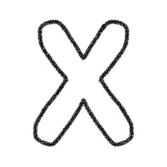 アルファベットX　 手書き文字　かわいい　素材　黒　イラスト　素材　アイコン　クレヨン風