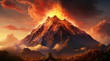 Cataclysmic Volcanic Eruption at Sunset