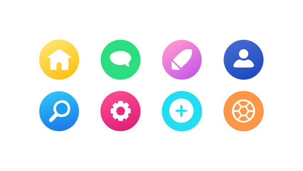 Colorful user interface icon set design for web and mobile app development use cases