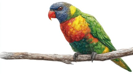 vibrant rainbow lorikeet perched on a branch