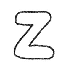 アルファベットZ　 手書き文字　かわいい　素材　黒　イラスト　素材　アイコン　クレヨン風