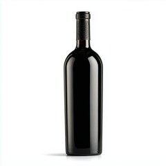 Red wine bottle on white background