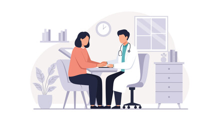 Fototapeta premium Doctor Examining Patient Symptoms In Medical Practice Illustration Vector Graphic