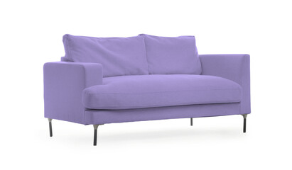 Contemporary purple sofa isolated on white. Furniture for living room interior