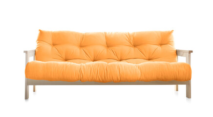 Orange sofa isolated on white. Furniture for living room interior
