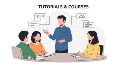 Instructor Teaching Group Of Students In Interactive Class Or Workshop Session