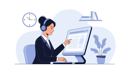 Professional Woman Working From Home On Computer During Work Hours