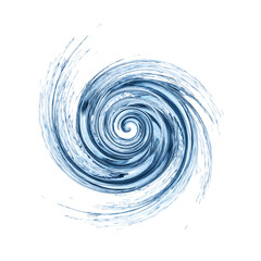 Clean water swirling in air on white background