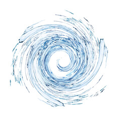 Clean water swirling in air on white background