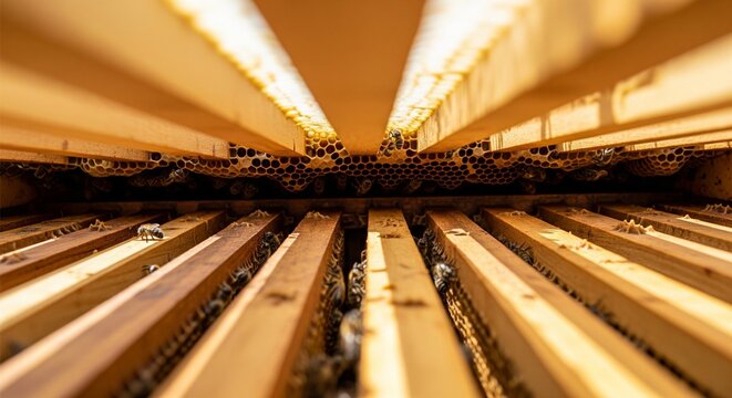 Beekeeper's Hive Frame: Perfectly Structured Honeycomb, No Bees