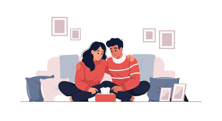 Empathy And Support Young Couple Comforting Each Other During Difficult Time