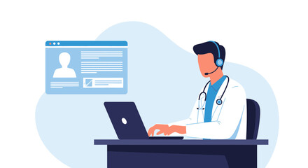 Remote Healthcare Physician Providing Telemedicine Advice And Medical Assistance Online