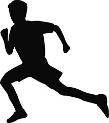 a boy running body silhouette vector