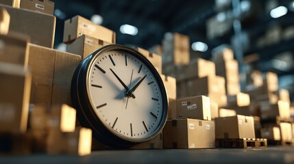 Time management in logistics with clock and packages