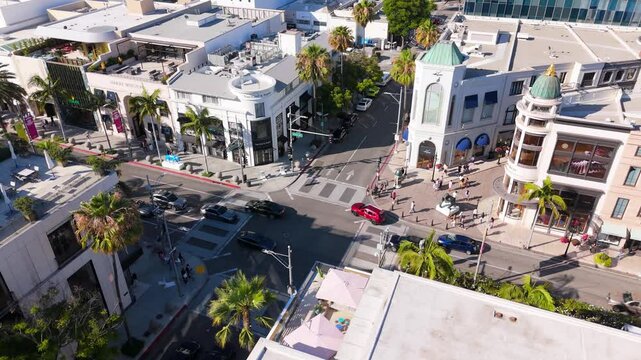Iconic intersection of Rodeo Drive and Dayton Way in Beverly Hills