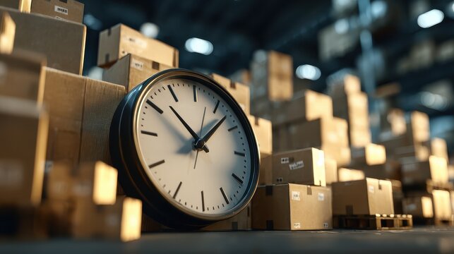 Time management in logistics with clock and packages