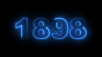 1898 neon line text. Abstract 1898 neon text animation, Glowing neon number text background. video animation . important year, important date 1898. Educational mathematics 1898 animation.