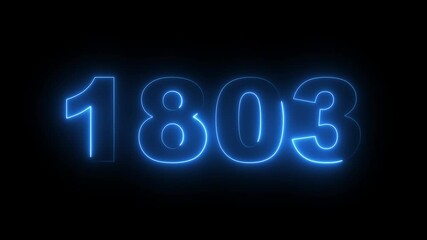 1803 neon line text. Abstract 1803 neon text animation, Glowing neon number text background. video animation . important year, important date 1803. Educational mathematics 1803 animation.