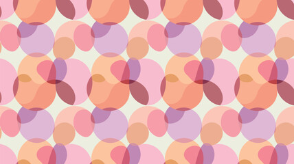 Seamless pattern of overlapping circles in shades of pink purple and orange hues