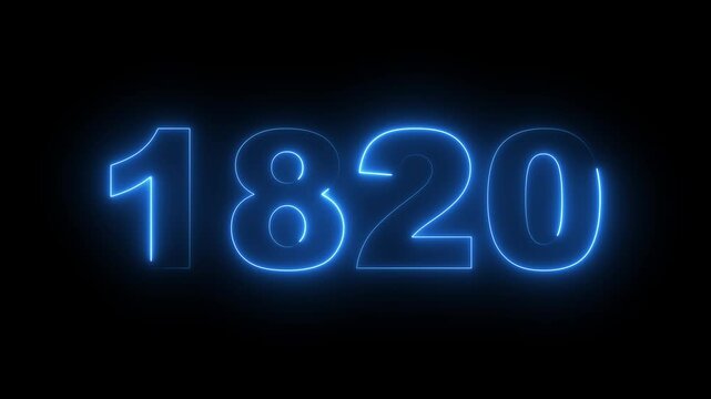 1820 neon line text. Abstract 1820 neon text animation, Glowing neon number text background. video animation . important year, important date 1820. Educational mathematics 1820 animation.