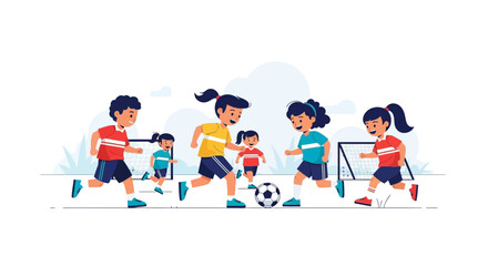 Enthusiastic Children Playing Soccer Together Outside In A Cheerful Atmosphere