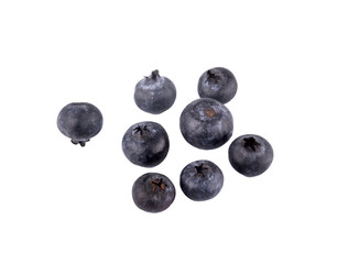 small portion of loose blueberries on transparent background close up top view transparent...
