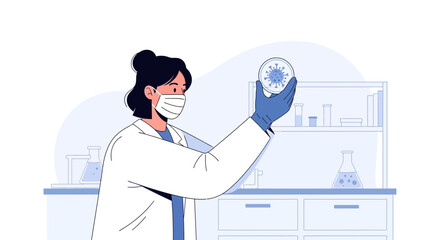 Scientist Examining Viral Culture In Laboratory During Pandemic Outbreak