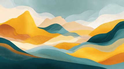 Hand drawn digital illustration or drawing of an abstract natural landscape, no logos, no brands