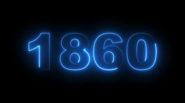 1860 neon line text. Abstract 1860 neon text animation, Glowing neon number text background. video animation . important year, important date 1860. Educational mathematics 1860 animation.